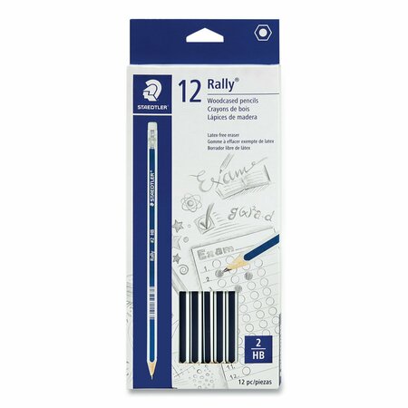 STAEDTLER Woodcase Pencil, HB #2, Black Lead, Blue/White Barrel, 12PK 13218HBC12